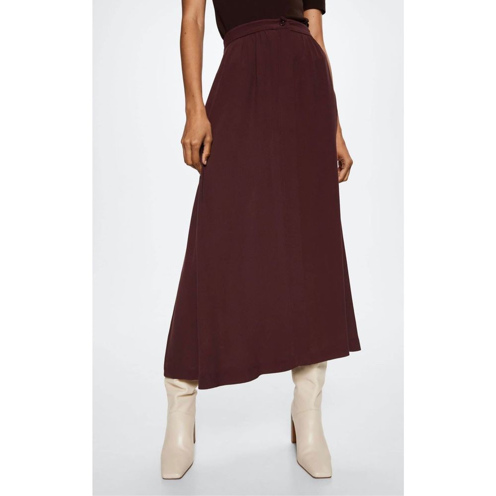 Mango Burgundy Midi Skirt